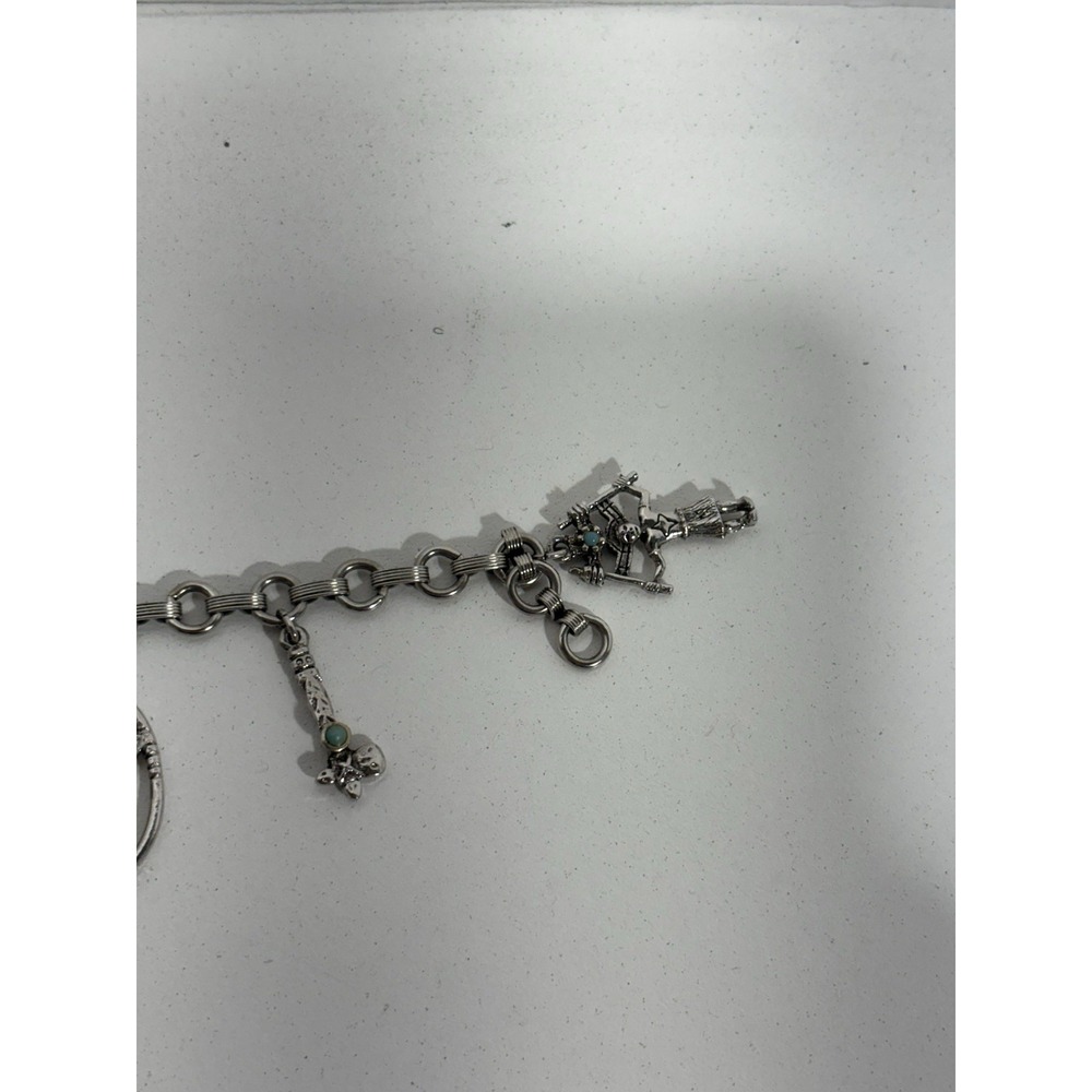 Vintage 1970s Native American Indian Charm 7" Bracelet W/ Turquoise Accents - Picture 5 of 10